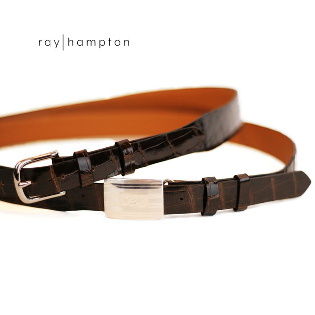 Men's Belt with Interchangeable Buckles in American Alligator