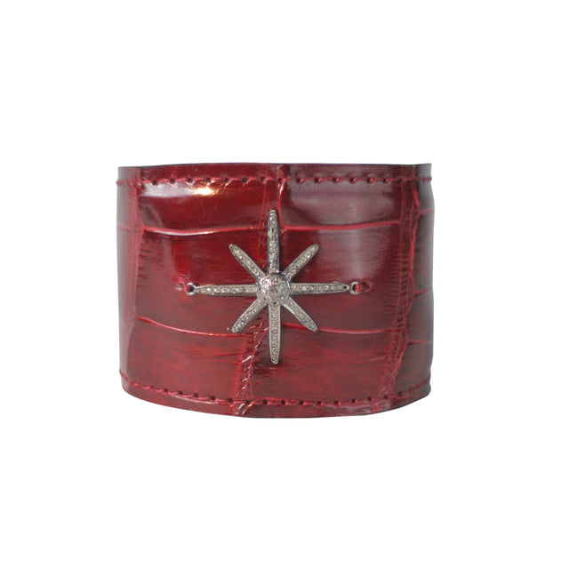 Diamond Starburst Cuff Bracelet in American Alligator