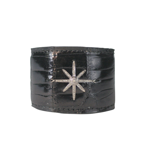 Diamond Starburst Cuff Bracelet in American Alligator