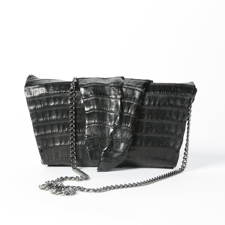 Wrap Clutch in Caiman Crocodile