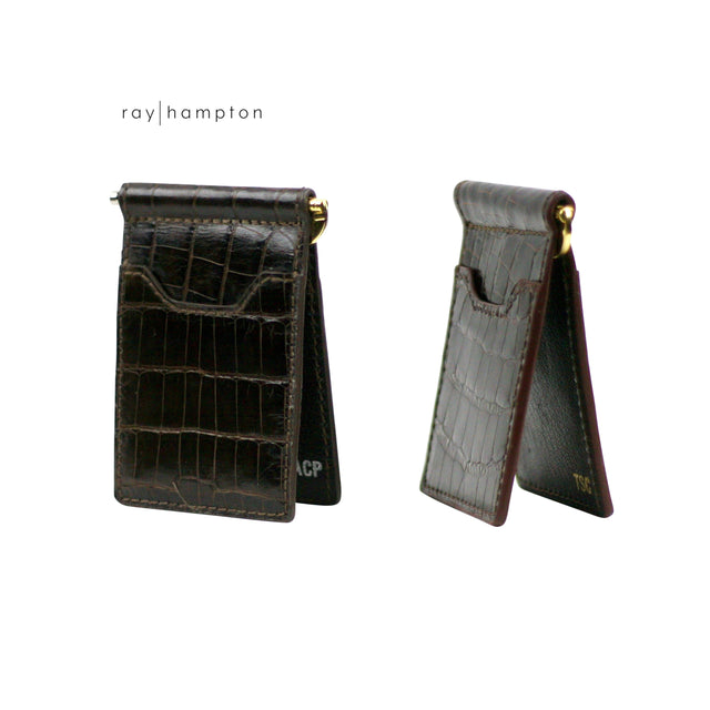 Money Clip and Card Wallet in American Allligator